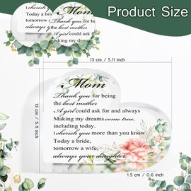 Roowest Mother of The Bride Gifts from Daughter Thank You Mother Gifts for Mom of The Bride Crystal Wedding Thank You Acrylic Heart Keepsake for Mom on Wedding