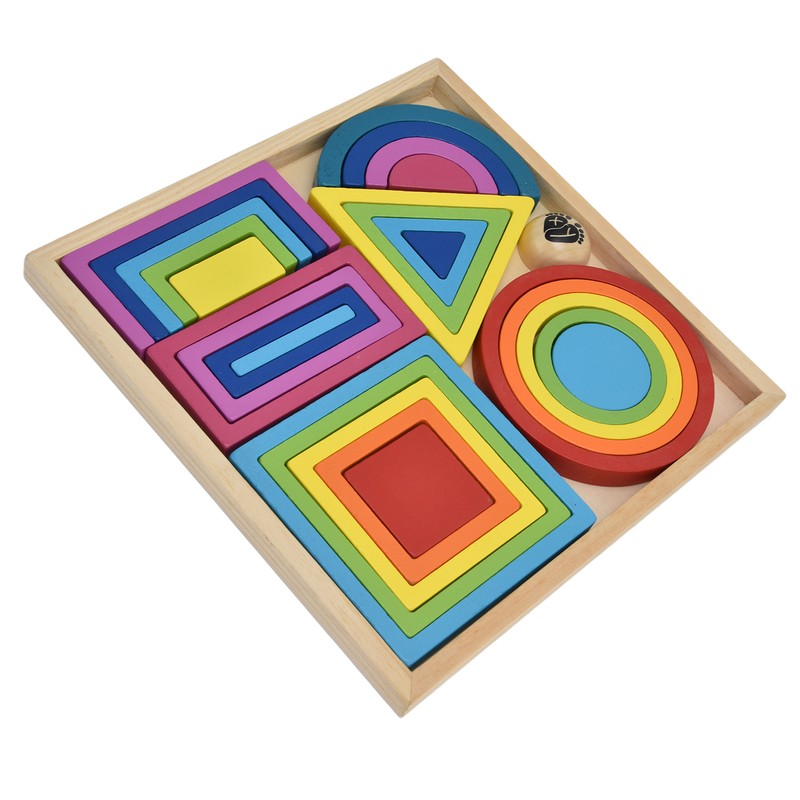 Baby Blocks Stacking Puzzle Set Colorful Wooden Building Blocks Educational