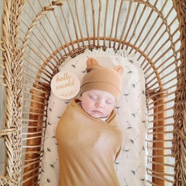 DRESHOW Newborn Baby Blanket Soft Swaddle Blankets for Infant Swaddling Receiving Warm Wraps with Bear Ear Hat Headband with Gloves
