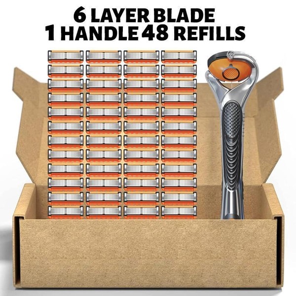 Men's Razor Blade Replacement, 48pcs Razor Blade & 1 Count