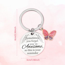 XIHIRCD Inspirational Gifts Keychain for Women, Round Sometimes You Forget You're Awesome Encouraging Key Chains Meaningful Motivational Keychain for Best Friends Daughter Sister Niece