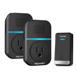 TECKNET Wireless Doorbells for Home, Waterproof Classroom Door Bell Ringer Wireless with 60 Ringtones & 5 Level Volume, 1300ft Range Self-Powered Doorbell Chimes Kit with LED for House (Dark Black)