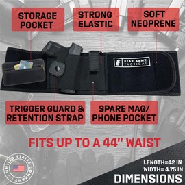 Belly Band Holster for Concealed Carry | Neoprene Waist Band Handgun Carrying System w/Mag Pouch | IWB Holster | Universal Holster for Pistols | Best Retention (Left)