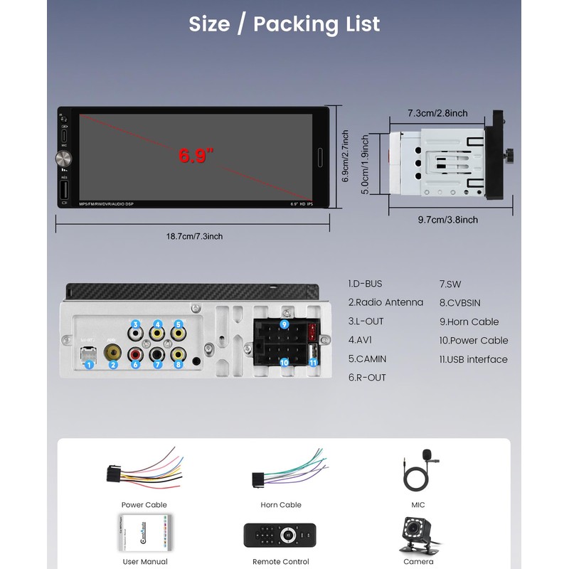 KYNNT Single Din Car Stereo Wireless Carplay & Android Auto,