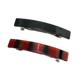 2pcs Large Rectangular French Design Hair Barrette Clip Pins Grips Smooth Elegant Womens Girls Hair Clips Slides Accessories Length 8CM (1pc Black + 1pc Brown)