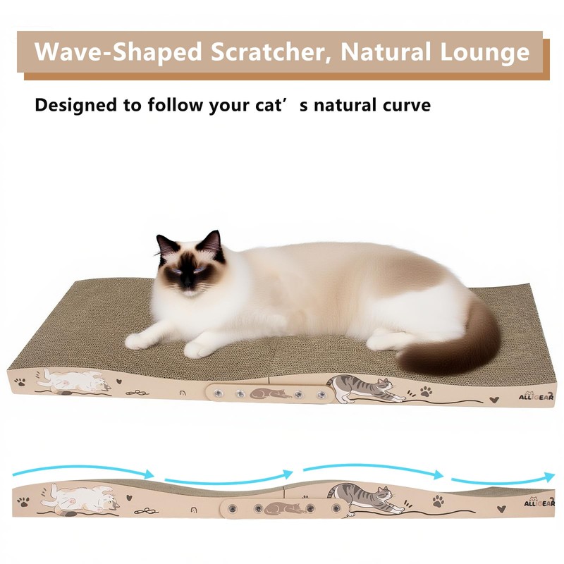 ALLGEAR 33"x13" Extra Large Cat Scratcher Lounge, Jumbo Corrugated Cardboard
