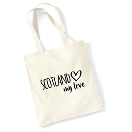 huuraa Jute Bag Scotland My Love Gift Bag 10 Litres Cotton Scotland Gift Idea, natural