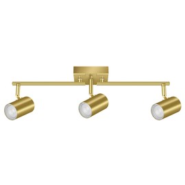 BoostArea 3 Light Track Lighting Fixtures Ceiling, Gold Kitchen Lighting Fixtures Ceiling, LED Track Lighting Kit, Rotatable Light Heads, Modern Track Lights for Kitchen/Living Room/Hallway, No Bulb