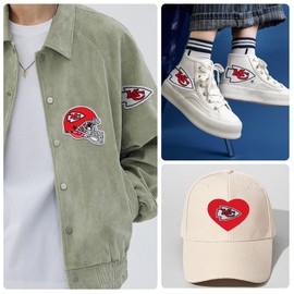 Rugby Gameday Iron On Patches,6pcs Rugby Fans Favorite Team Embroidered Patches Logo and Helmet ，Iron on or Sew on Patch Applique for Hats，Clothes,Backpacks,DIY Accessories (RED)