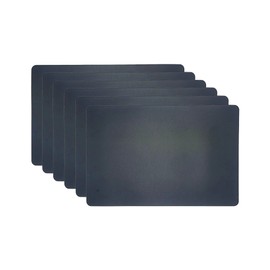 Leather Table Mats, Set of 6 Leather Placemats, Classic Reversible Design, Non-Slip Heat Resistant Kitchen Table Mats for Kitchen Dining Table Supplies (Black)