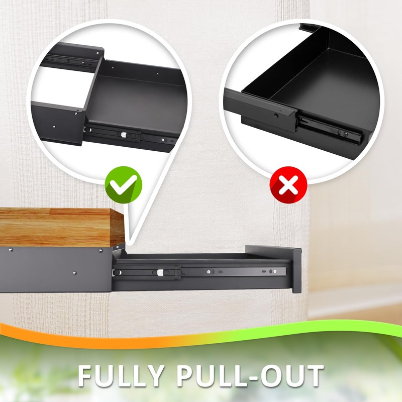 Under Desk Drawer For Desk 23.5 in, Pull out Storage