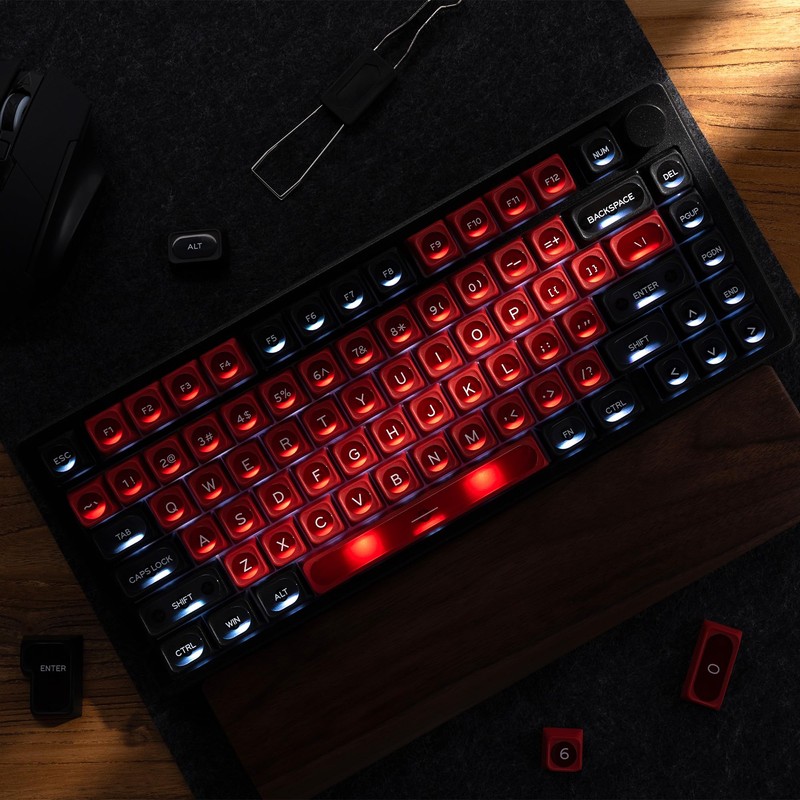 OHY XVX Black and Red Shine Through Keycaps for Mechanical