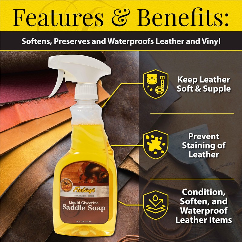 Fiebing's Tack Cleaner - Liquid Glycerine Saddle Soap for Leather