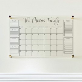 Large Clear Acrylic Monthly Calendar for wall | Dry-Erase Message White Board Calendar Wall Mounted Office Home Family Organization Tools Must Haves School Kids Adult Mom Teen Monthly Weekly ADHD Tool