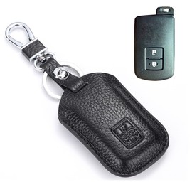 Toyota Smart Key Case, Key Cover, Genuine Leather, 2 Button F, Designed for Toyota Prius, Aqua, Corolla 86, IQ Mark X, Crown, etc, Black