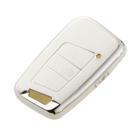 OFFCURVE Key Fob Cover for Volkswagen Special Key Fob Case Cover Holder for 2018-2022 VW Atlas Golf Alltrack Atlas Jetta Passat Arteon iguan Smart 4 Buttons Key Fob Accessories, White