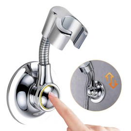 APAKA Shower Head Holder Suction Cup, Without Drilling, Adjustable Shower Holder Bracket, Swivel Shower Head Holder, Chrome Design, for Camping Home Hotel