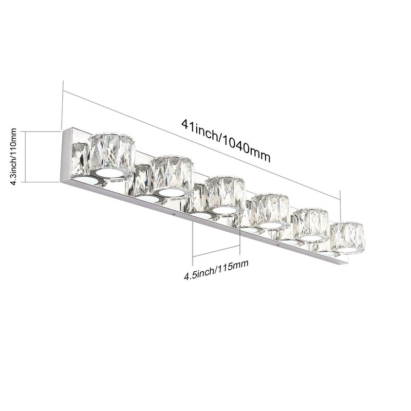 Aipsun 6 Lights 41in Crystal Vanity Lights Over Mirror Long
