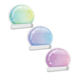 Multicolor Crystal Ball Sticky Note Assortment / 4" Repositionable Mystical Orb Themed Sticky Note Pads/Set of 3 Magical Designs/Made in The USA