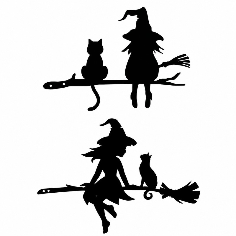 Iron Witch & Cat Garden Stake for Outdoor Decor –