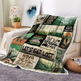 Hiking Throw Blanket Gift, Hiking Lovers Gift Ideas Blankets for Men or Woman, Flannel Hiking Theme Blanket for Hikers, Ultra Cozy Lightweight Warm Blanket for Couch Sofa Bed Beach Travel 50X60IN