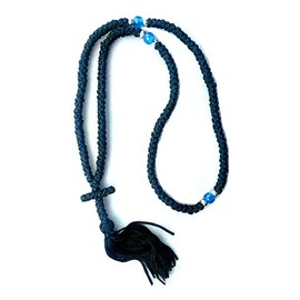 Cuerda de oración cristiana ortodoxa bendecida Komboskoini hecha a mano, 150 nudos, pentante