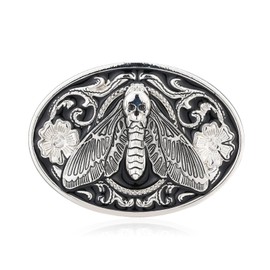 Bolatilt Butterfly Skull Belt Buckle for Men Cowboy Belt Buckle American Native Western Belt Buckle Silver Belt Buckle Death Head Hawk Moth Buckle