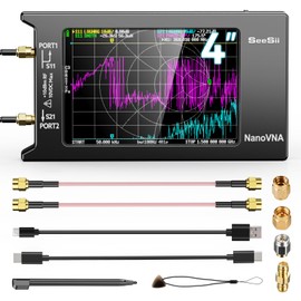 NanoVNA-H4 Kit de analizador de red vectorial de 10 KHz-1.5 GHz HF VHF UHF Analizador de antena de medición de parámetros S, relación de voltaje de onda estacional, fase, retraso, gráfico Smith con pantalla táctil LCD de 4 pulgadas (versión 4.2)