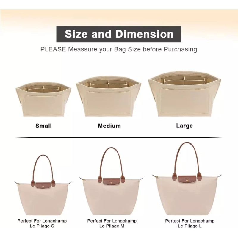 Longchamp 롱샹 르 플리지 M 핸드백용 루카이치 지갑 정리함 삽입물
