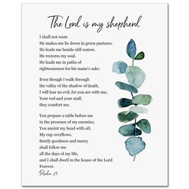 The Lord is My Shepherd, Psalm 23 Wall Art, Bible Verse Wall Art, Scripture Bible Verse Wall Decor, Christian Psalm Print, Minimalist Modern Art, Nursery Baptism Gift, 8x10 inch - UNFRAMED