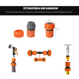 TuTuYa Garden Hose Quick Connector Set, 3/4'' Hose End Quick Connector, 2 in1 Threaded Tap Connector, Hose Repair Connector, Waterstop Connector, Double Male Connector, Universal Faucet Connector,Tape