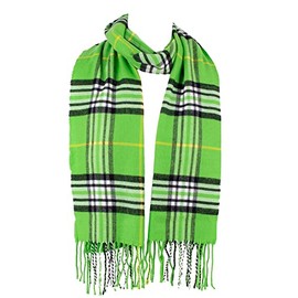 Hat To Socks Wonderfully Soft, Classic Checked Winter Scarf for Men and Women - Warm and Elegant, lime