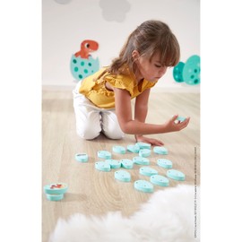 Janod Janod Dino Trading Game, 20 Wooden Pieces in the Shape of Dinosaur Eggs, 10 Dinosaur Baby Couples Memory Game for Children from 24 Months, J05826, Multicoloured