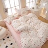 VM VOUGEMARKET Ruffle Comforter Set with Strawberry Prints,Kawaii Bedding Comforter