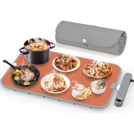 Food Warming Mat for Food Detachable, Upgrade High-tech Graphene Heating Fast Full Surface, Electric Warming Tray with 6 Adjustable Temp, 6 Hours Timer Function for Parties Buffet and Daily Use