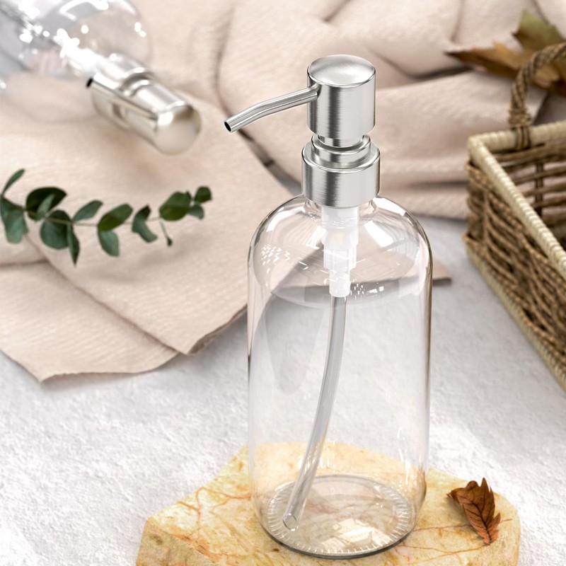AmazerBath Soap Dispenser, 2 Pack Glass Soap Dispenser with Pump