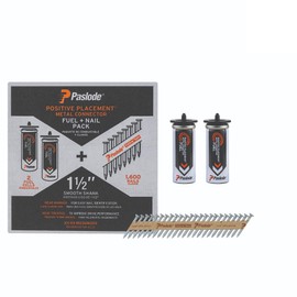 Paslode Positive Placement Metal Connector Fuel & Nail Pack - 1.5 inch x .131 Gauge - 2 Fuel Cells - 1,600 Heat Treated Nails - Building Code Recognized