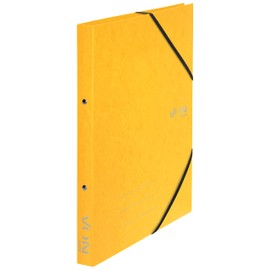 VON Leitz 30120015 A4 Ring Binder, Cardboard, with 2 Rings and Elastic Closure, 25 mm Spine Width, for 140 Sheets, Ring Mechanism, for School, Study & Home, Pack of 5, Yellow
