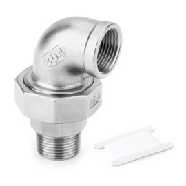 TAISHER 1PCS 304 Stainless Steel 90 Degree Elbow Union, 1/4" NPT Female x 1/4" NPT Male Cast Pipe Fitting