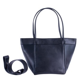 AVENTRA Luxe Genuine Leather 2-in-1 Black Bag – Stylish & Functional Medium Size Women’s Shoulder and Handbag – Extension Strap, Premium Quality