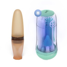 MomMed Electric Brush Set, Fit for tommee tippee, dr brown sippy cup, milk spray baby, baby formula, baby sanitizer spray Smart - Style: Green Bottle Brush & Rocket Feeder Brown