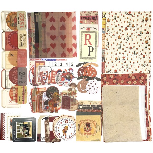 Collage Material Flake Stickers 88 Stickers Retro Design Paper English