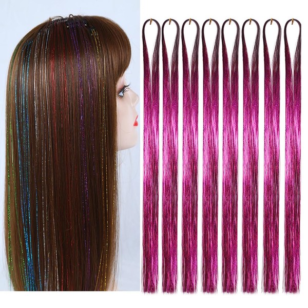 Hair Tinsel Extensions Rose 44 Inch Glitter Tinsel Hair Kit