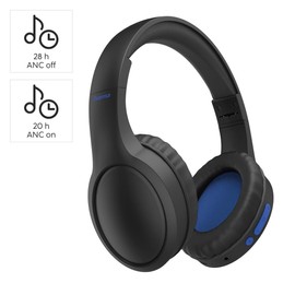 Hama Bluetooth Kopfhörer (Over Ear Kopfhörer, ANC Kopfhörer mit Noise Cancelling, 23 h Akku, Ohrpolster, gepolstertes Kopfband, Kopfhörer kabellos, Bluetooth Headset mit Sprachsteuerung) schwarz