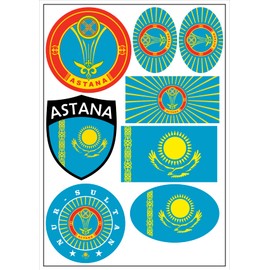 Daged Astana Kazakhstan Sticker Card Pack of 8 - Car, Motorcycle, Biker Flag, Vinyl ST