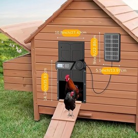 Solar Powered Automatic Chicken Coop Door, LCD Display Chicken Coop Doors with Remote Control, Farm Animal & Poultry Supplies