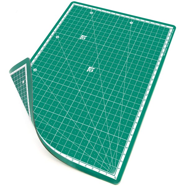 PRETEX Tappetino da Taglio a Doppia Faccia 30x22 cm (A4) in PVC in Verde con Chiusura Auto-matica, Superficie | Cutting Mat