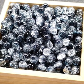 Chuxin 400pcs Crackle Crystal Glass Beads, 4mm Black Round Spacer Glass Beads for Jewelry Making, Crafts Crystal Beads Bulk Loose Beads for DIY Craft Earring Necklace Bracelet Jewelry