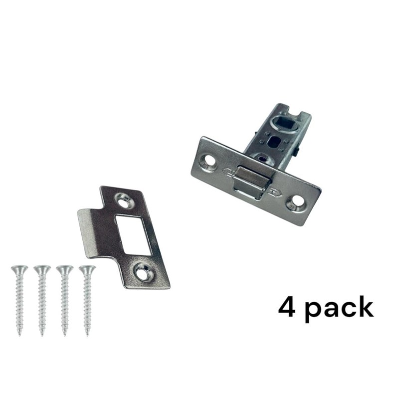 Interior Door Tubular Latch Set, 65mm, 4-Pack with Strike Plates