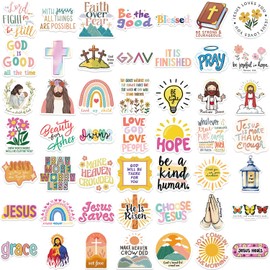 50PCS Jesu Scripture Stickers Gifts for Adults Kids Teens,Inspirational Christian Bible Verse Waterproof Decals for Water Bottle Laptop Skateboard Computer Phone Luggage Car Bike Guitar Notebook
